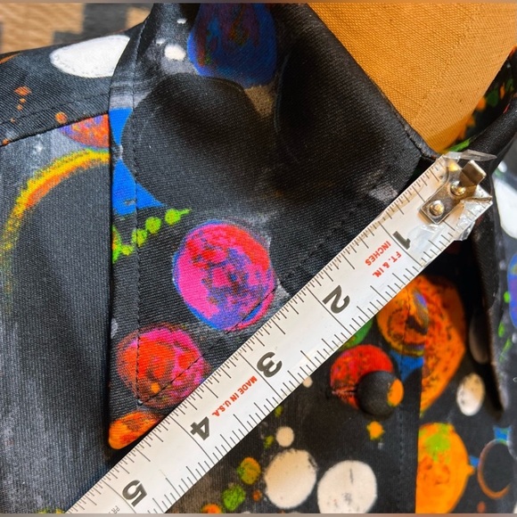 VINTAGE 70s psychedelic disco button down shirt dagger collar rainbow multicolor - Picture 8 of 13